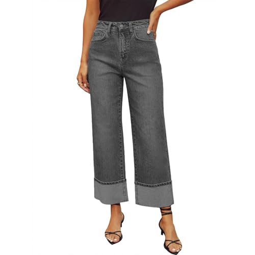 Baggy Jeans Damen Lang Leicht Sommer Stretch Jeans Cargohose Loose fit Reißverschluss mit Weitem Bein High Waist Jeanshose Freizeithose Casual Y2K Jeans Latzhose Jeans von Dwevkeful