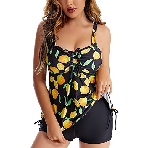 Damen Bauchweg Bademode Tankini Set Zweiteilig Push Up Tankinis mit Muster Lang Oberteile Und Badeshorts Summer Beach Tankinis Sexy Beachwear von Dwevkeful