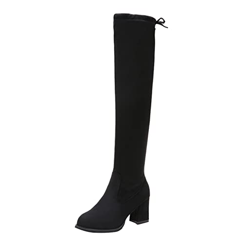 Dwevkeful Damen Overknees Plateau Stiletto High Heels Stiefel Winterschuhe High Heels Sohle Hohe Stiefel Boots Schnürschuhe Langschaft Stiefel Knie Plateaustiefel Schuhe von Dwevkeful