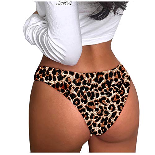 Dwevkeful Damen String Tanga Sexy Panties Leopard Drucken String Thong Slip Unterhose Leopardmuster Dessous Tangas Reizvolle Briefs Hipsters Schlüpfer Low Waist Slips Frauen Sexy Unterwäsche von Dwevkeful