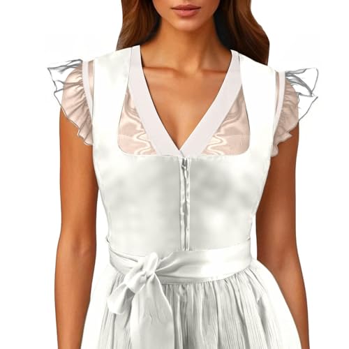 Dwevkeful Dirndlbluse Flügelärmel Weiß, Dirndl Bluse zum Knöpfen in Grün, Schwarz & Blau​, Schwarz, S von Dwevkeful