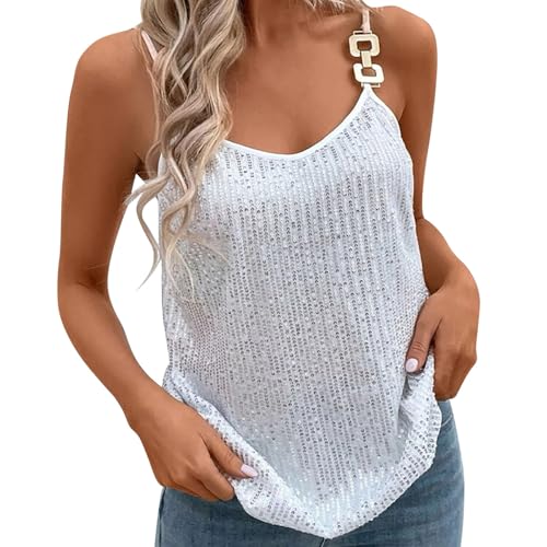 Dwevkeful Elegante Blusen, Bluse Damen Elegant Schön Glänzend Party Trägertop Karneval Spaghettiträger Ärmellos Tanktop Pailletten Top Festlich Camisole Crop Tops Glitzer Oberteile Dwevkeful Elegante Blusen, Bluse Damen Elegant Schön Glänzend Party Trägertop Karneval Spaghettiträger Ärmellos Tanktop Pailletten Top Festlich Camisole Crop Tops Glitzer Oberteile von Dwevkeful
