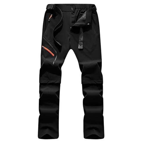 Dwevkeful Fahrradhose Herren Lang, Schwarz wasserdicht Trekkinghose Wanderhose Atmungsaktive Stretch Lang Wandern Motorradhose Outdoorhose Leicht Winddicht Sommer Fahrradhose Regenhose von Dwevkeful