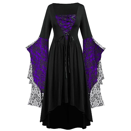 Dwevkeful Halloween Kostüm Damen - Vampir, Hexe, Gothic oder Maleficent Stil - Gruseliges Fledermaus & Mittelalter Kleid in Schwarz - Für Mottoparty & Cosplay von Dwevkeful