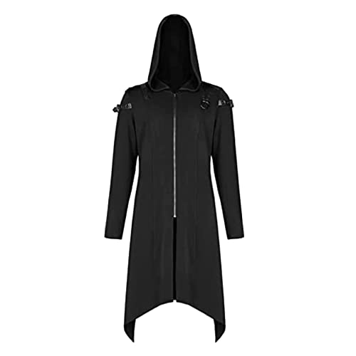 Dwevkeful Herren Jacke Assassins Creed Kostüm Vintage Mittelalter Langer Mantel Gothic Gewand Hoodie Umhang Verkleidung Festival Karneval Fasching Cosplay Party Game Show von Dwevkeful