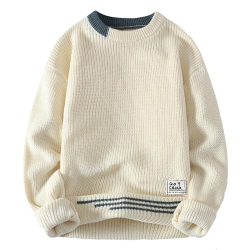 Dwevkeful Herren-Sweatshirt, Langarmshirt Herren Elegant Warm Sweatshirt Leicht Slim fit Einfarbig Klassische Strickpullover Pulli Winter mit Rundhals Freizeit Langarmshirt Pullover von Dwevkeful