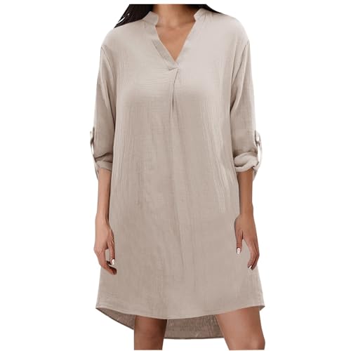 Dwevkeful Musselin Kleid Damen Sommer Musselin Bluse Strandkleid Luftig Midi Sommerkleid Leicht Longbluse V-Ausschnitt Halbarm Hemdkleid Elegant Tunika Locker Sommerbluse Freizeitkleid Dwevkeful Musselin Kleid Damen Sommer Musselin Bluse Strandkleid Luftig Midi Sommerkleid Leicht Longbluse V-Ausschnitt Halbarm Hemdkleid Elegant Tunika Locker Sommerbluse Freizeitkleid von Dwevkeful
