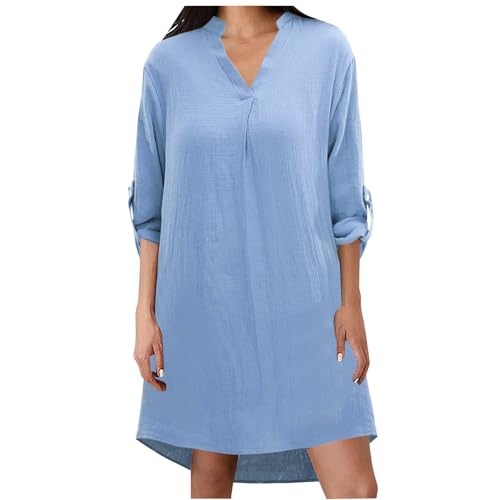 Dwevkeful Musselin Kleid Damen Sommer Musselin Bluse Strandkleid Luftig Midi Sommerkleid Leicht Longbluse V-Ausschnitt Halbarm Hemdkleid Elegant Tunika Locker Sommerbluse Freizeitkleid Dwevkeful Musselin Kleid Damen Sommer Musselin Bluse Strandkleid Luftig Midi Sommerkleid Leicht Longbluse V-Ausschnitt Halbarm Hemdkleid Elegant Tunika Locker Sommerbluse Freizeitkleid von Dwevkeful
