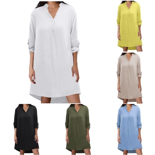 Dwevkeful Musselin Kleid Damen Sommer Musselin Bluse Strandkleid Luftig Midi Sommerkleid Leicht Longbluse V-Ausschnitt Halbarm Hemdkleid Elegant Tunika Locker Sommerbluse Freizeitkleid Dwevkeful Musselin Kleid Damen Sommer Musselin Bluse Strandkleid Luftig Midi Sommerkleid Leicht Longbluse V-Ausschnitt Halbarm Hemdkleid Elegant Tunika Locker Sommerbluse Freizeitkleid von Dwevkeful