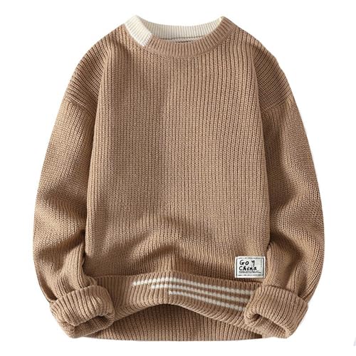 Dwevkeful Sale, Langarmshirt Herren Elegant Warm Sweatshirt Leicht Slim fit Einfarbig Klassische Strickpullover Pulli Winter mit Rundhals Freizeit Langarmshirt Pullover von Dwevkeful