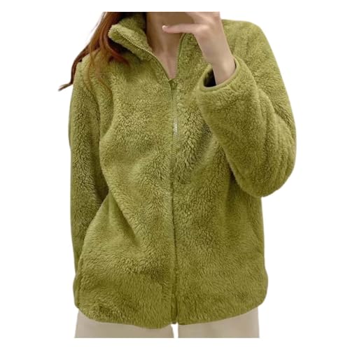 Dwevkeful Teddy Jacke Damen, Teddyjacke Damen - Elegant & Warm Winterjacke und Übergangsjacke aus Sherpa-Fleece | Leichte Plüschjacke ohne Kapuze für Herbst | Große Größen, Mintgrün, XXL von Dwevkeful