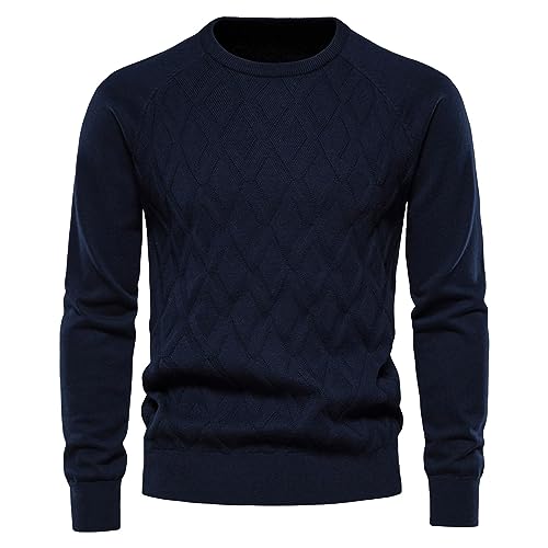 Dwevkeful Wednesday, Herren Pullover, Winter Klassische Freizeit Strickpullover Leicht Langarm Slim fit mit Rundhals Pulli Sweatshirt Warm Einfarbig Elegant Langarmshirt Pullover von Dwevkeful