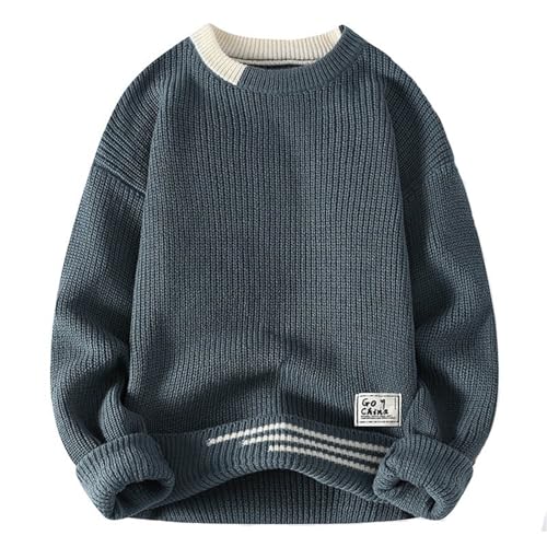 Dwevkeful coktailshakerset, Langarmshirt Herren Elegant Warm Sweatshirt Leicht Slim fit Einfarbig Klassische Strickpullover Pulli Winter mit Rundhals Freizeit Langarmshirt Pullover von Dwevkeful