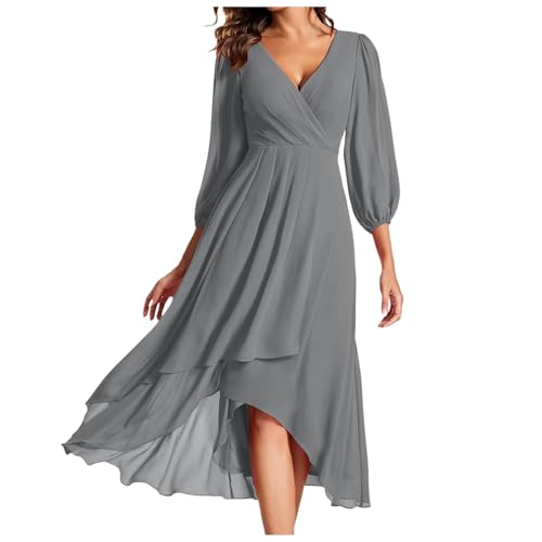 Kleid Hochzeitsgast Damen Leicht Lang Hochzeitsgast Kleid Hochzeitskleid Elegant Sexy Prinzessin Chiffon Brautkleider Abendkleid Elastische Taille Festlich Curvy Ballkleider Cocktailkleid von Dwevkeful