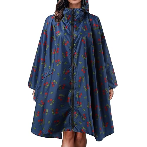 Regenjacke Damen Wasserdicht Outdoor Reißverschluss mit Kapuze Regenanzug Regenponcho Große Größe Atmungsaktiv Faltbar mit Tasche Regencape Regenjacke Wandern Leicht Sommer Regenumhang Regenmantel von Dwevkeful