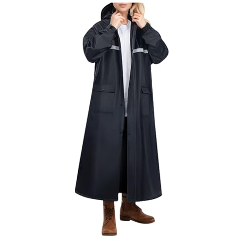 Regenmantel Damen Lang Faltbar Reißverschluss Große Größe Regenjacke Regencape mit Tasche Leicht Sommer mit Kapuze Regenponcho Regenanzug Atmungsaktiv Outdoor Wandern Regenmantel Regenumhang von Dwevkeful