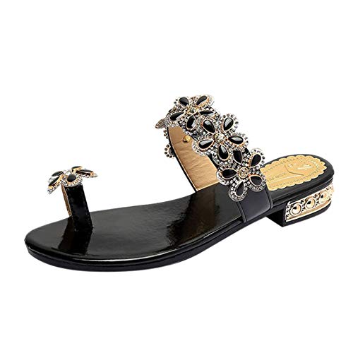 Sandalen Damen Zehentrenner Keilabsatz Schuhe Damenblumen Sandalen Flache Frauen-Hausschuhe kristalline Strand Schuhe Frauen-Freizeitschuhe von Dwevkeful