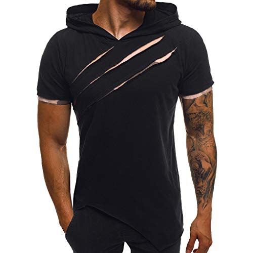 Tank Top Herren Sport Fitness Muskelshirts Gym Sport Shirt Sommer Workout Kapuzenpullover Slim Fit T-Shirts Ärmellose Hoodie Männer Fitness Training Unterhemd Achselshirt,ljn-4$Schwarz,3XL von Dwevkeful