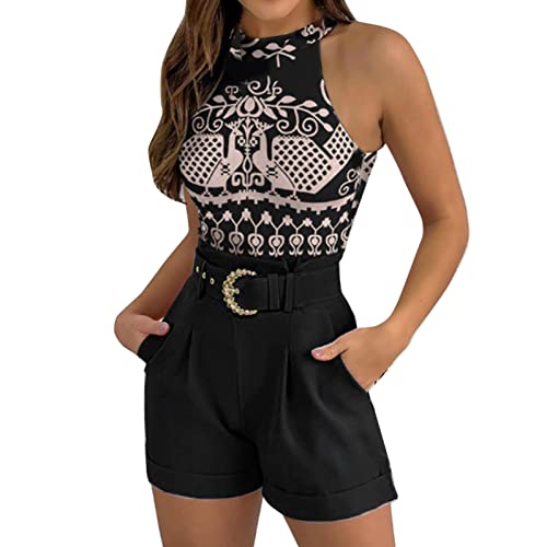 Zweiteiler Damen Sommer Elegant Festival Outfit 3 Teiler Set Crop Tank Top + Shorts + Gürtel mit Aufdruck Sommer Outfit Business Outfit Slim Fit Casual Festliches Outfit Zweiteiler Damen Sommer Elegant Festival Outfit 3 Teiler Set Crop Tank Top + Shorts + Gürtel mit Aufdruck Sommer Outfit Business Outfit Slim Fit Casual Festliches Outfit von Dwevkeful