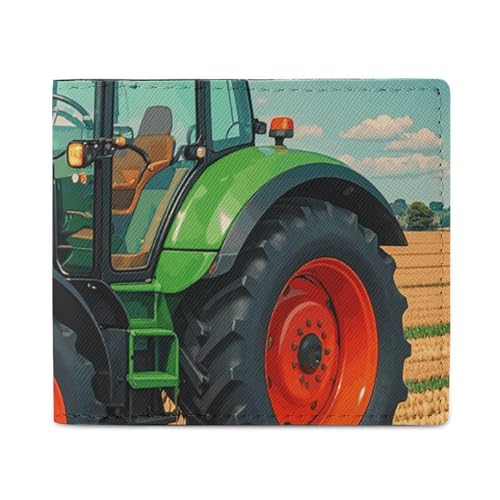Dwrepo Fantasy Farm Traktor Geldbörsen für Damen und Herren, Leder, kleine Kreditkarten-Geldbörse, schlanke Geldbörse, Bifold Wallet Kartenhalter, Geldbörse, weiß, Einheitsgröße, lässig, weiß, von Dwrepo