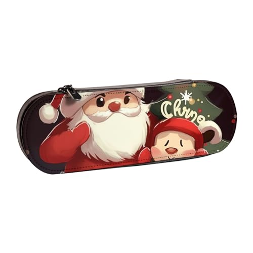 Dwrepo Federmäppchen aus Leder, mit Reißverschluss, Motiv: Merry Christmas, niedliches Federmäppchen für Damen und Herren, Reise-Make-up-Tasche, Münztasche für Arbeit, Büro, Schwarz, Einheitsgröße Dwrepo Federmäppchen aus Leder, mit Reißverschluss, Motiv: Merry Christmas, niedliches Federmäppchen für Damen und Herren, Reise-Make-up-Tasche, Münztasche für Arbeit, Büro, Schwarz, Einheitsgröße von Dwrepo