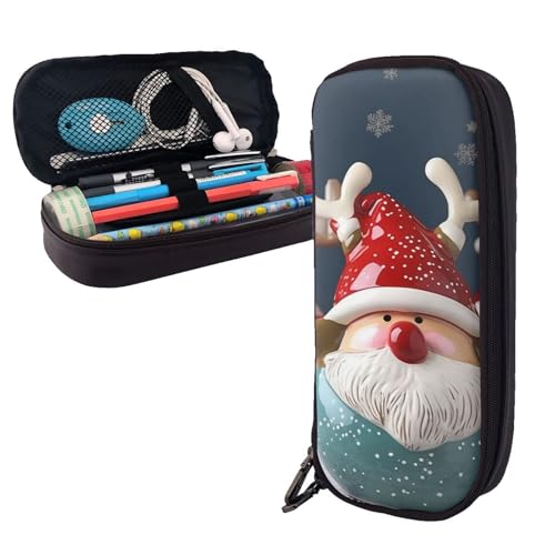 Dwrepo Federmäppchen aus Leder, mit Reißverschluss, Weihnachts-Federmäppchen, niedliches Federmäppchen, für Herren und Damen, Make-up-Tasche, Schwarz, Einheitsgröße, groß, Schwarz , Einheitsgröße, von Dwrepo