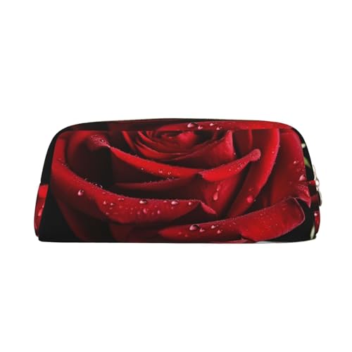 Dwrepo Federmäppchen mit rotem Rosen-schwarzem Hintergrund, tragbares Leder-Federmäppchen, Reise-Make-up-Tasche, große Kapazität, Kulturbeutel für Damen, Gold, One Size, Drucken Dwrepo Federmäppchen mit rotem Rosen-schwarzem Hintergrund, tragbares Leder-Federmäppchen, Reise-Make-up-Tasche, große Kapazität, Kulturbeutel für Damen, Gold, One Size, Drucken von Dwrepo