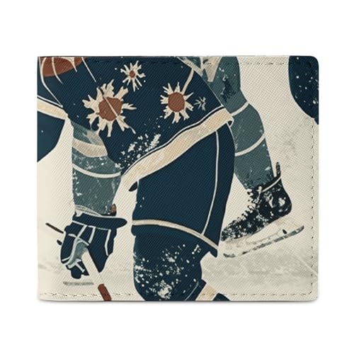 Dwrepo Geldbörse mit Eishockey-Muster, Leder, kleine Kreditkartenbörse, schmale Geldbörse, Bifold Wallet, Kartenhalter, Geldbörse, weiß, Einheitsgröße, Weiß, Einheitsgröße, lässig, weiß, von Dwrepo