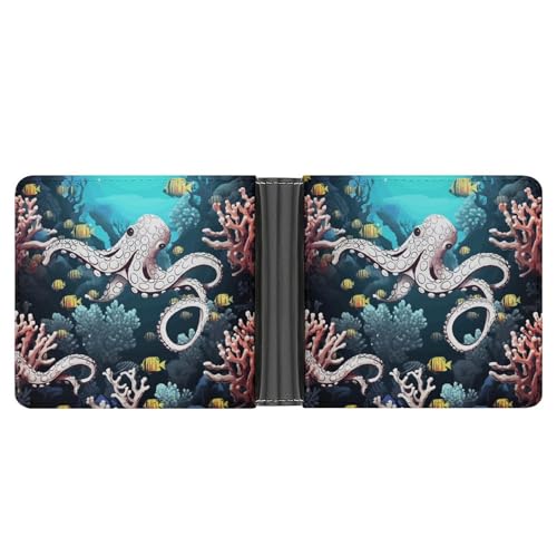 Dwrepo Herren-Ledergeldbörse Bifold Wallet für Männer Marine Life Slim Wallet mit mehreren Karten Klassischer Passcase Herren Kartenhalter, schwarz, Einheitsgröße, klassisch, schwarz, Einheitsgröße, von Dwrepo