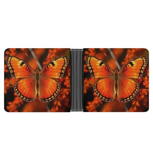 Dwrepo Herren-Ledergeldbörse Bifold Wallet für Männer Orange Schmetterling Slim Wallet mit mehreren Karten Klassischer Passcase Herren Kartenhalter Schwarz Einheitsgröße Klassisch Schwarz von Dwrepo