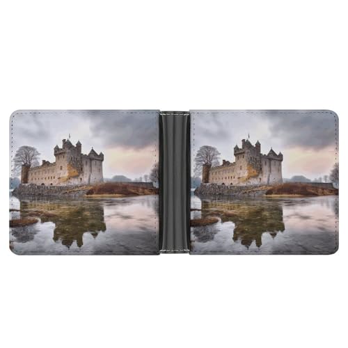 Dwrepo Herren-Ledergeldbörse Bifold Wallet für Männer Schloss in der Nähe von Seesteinen Slim Wallet mit mehreren Karten Klassischer Passcase Herren Kartenhalter, schwarz, Einheitsgröße, klassisch, von Dwrepo