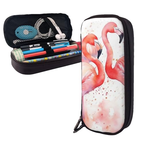 Dwrepo Leder-Federmäppchen mit Reißverschluss, Stifthalter, Aquarell-Flamingos, niedliches Federmäppchen für Herren und Damen, Make-up-Tasche, Schwarz, Einheitsgröße, groß, Schwarz , Einheitsgröße, Dwrepo Leder-Federmäppchen mit Reißverschluss, Stifthalter, Aquarell-Flamingos, niedliches Federmäppchen für Herren und Damen, Make-up-Tasche, Schwarz, Einheitsgröße, groß, Schwarz , Einheitsgröße, von Dwrepo