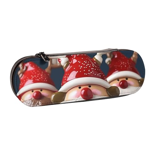 Dwrepo Leder-Federmäppchen mit Reißverschluss, Weihnachts-Federmäppchen, niedliches Federmäppchen für Damen und Herren, Federmäppchen, Reise-Make-up-Tasche, Münztasche für Arbeit, Büro, Schwarz von Dwrepo