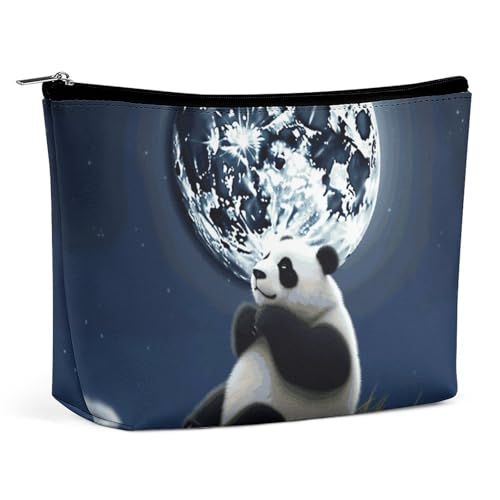 Dwrepo Make-up-Tasche mit großem Fassungsvermögen, Reise-Make-up-Tasche, PU-Leder, Kosmetiktasche für Damen, Panda- und Mond-Kulturbeutel, tragbarer Make-up-Organizer, weiß, Einheitsgröße, weiß, von Dwrepo