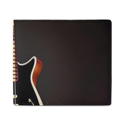 Dwrepo Schwarze Gitarren-Geldbörse für Damen und Herren, Leder, kleine Kreditkarten-Geldbörse, schmale Geldbörse, Bifold Wallet, Kartenhalter, Geldbörse, weiß, Einheitsgröße, lässig, weiß, von Dwrepo