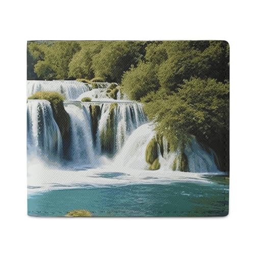 Dwrepo Waterfalls on Krka River Geldbörsen für Damen und Herren, Leder, kleine Kreditkarten-Geldbörse, schmale Geldbörse, Bifold Wallet, Kartenhalter, Geldbörse, weiß, Einheitsgröße, lässig, weiß, von Dwrepo