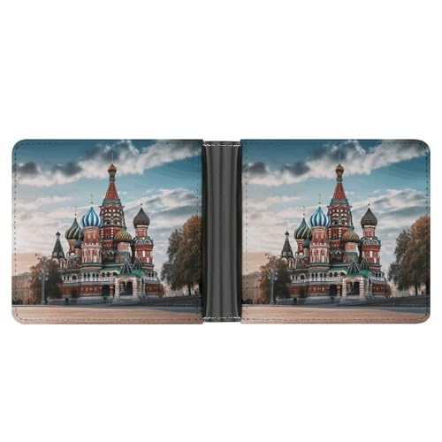 Herren-Ledergeldbörse Bifold Wallet für Männer Basil Cathedral Red In Moskau Slim Wallet mit mehreren Karten Klassischer Passcase Herren Kartenhalter Schwarz Einheitsgröße Klassisch Schwarz von Dwrepo