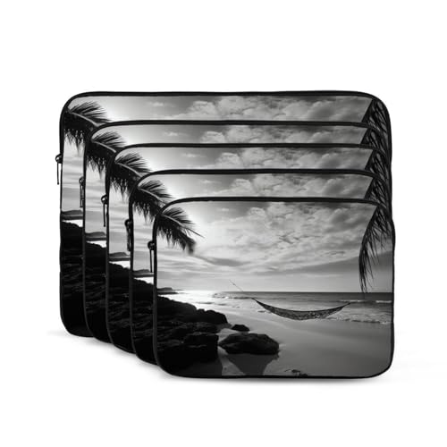 Laptoptasche für den Strand, 25,4 cm (10 Zoll), tragbar, stoßfest, modisch, Laptoptasche für Damen und Herren, Schwarz und Weiß von Dwrepo