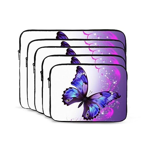 Laptoptasche mit Schmetterlingsmotiv, 13 Zoll (33 cm), tragbar, stoßfest, modisch, für Damen und Herren, Violett von Dwrepo