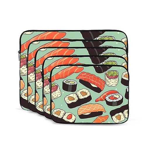 Laptoptasche mit Sushi-Lebensmittelmuster, 10 Zoll (25,4 cm), tragbar, stoßfest, modische Laptoptasche für Damen und Herren, Laptop-Aktentasche von Dwrepo