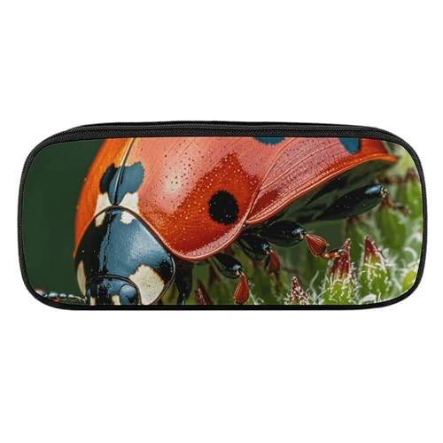 Red Ladybug Dasisy Federmäppchen, tragbares Federmäppchen, großes Fassungsvermögen, Stifteetui, Make-up-Tasche für Erwachsene, Bürogeschenke, roter Marienkäfer-Dasisy, Einheitsgröße, Federmäppchen, von Dwrepo