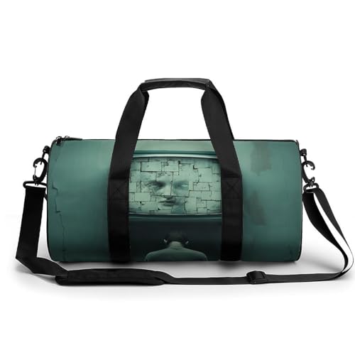Reisetasche, Cyan und Braun, Wochenendtasche für Damen, große Kapazität, Reisetasche, faltbar, Handgepäcktasche, leicht, Sport, Turnbeutel für Reisen/Geschenk, weiß, 45 cm/22,9 cm/22,9 cm/22,9 cm, Reisetasche, Cyan und Braun, Wochenendtasche für Damen, große Kapazität, Reisetasche, faltbar, Handgepäcktasche, leicht, Sport, Turnbeutel für Reisen/Geschenk, weiß, 45 cm/22,9 cm/22,9 cm/22,9 cm, von Dwrepo