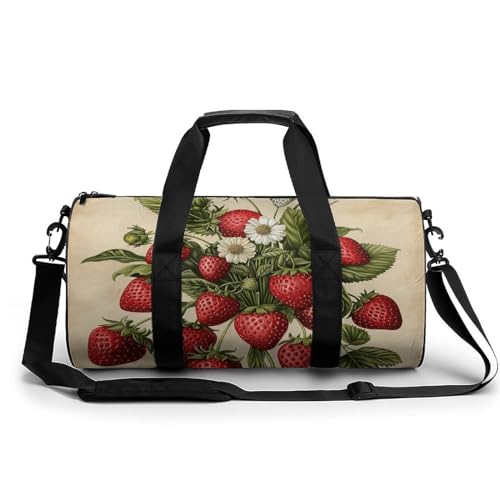 Reisetasche, Erdbeeren-Wochenendtasche für Damen, großes Fassungsvermögen, faltbare Handgepäcktasche, leicht, Sport, Turnbeutel für Reisen/Geschenk, weiß, 45 cm/22,9 cm/22,9 cm/22,9 cm/22,9 cm, weiß, Reisetasche, Erdbeeren-Wochenendtasche für Damen, großes Fassungsvermögen, faltbare Handgepäcktasche, leicht, Sport, Turnbeutel für Reisen/Geschenk, weiß, 45 cm/22,9 cm/22,9 cm/22,9 cm/22,9 cm, weiß, von Dwrepo