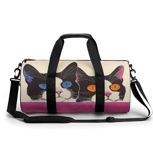 Reisetasche, Motiv: Katze mit großen Augen, Wochenendtasche für Frauen, große Kapazität, Reisetasche, faltbar, Handgepäcktasche, leicht, Sport, Turnbeutel für Reisen/Geschenk, weiß, 45 cm/22,9 cm/22,9 Reisetasche, Motiv: Katze mit großen Augen, Wochenendtasche für Frauen, große Kapazität, Reisetasche, faltbar, Handgepäcktasche, leicht, Sport, Turnbeutel für Reisen/Geschenk, weiß, 45 cm/22,9 cm/22,9 von Dwrepo