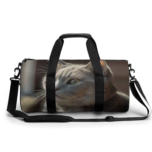 Reisetasche, Motiv: Katze sitzt auf Fensterbank, Wochenendtasche für Frauen, große Kapazität, Reisetasche, faltbar, Handgepäcktasche, leicht, Sport, Turnbeutel für Reisen/Geschenk, weiß, 45 cm/22,9 Reisetasche, Motiv: Katze sitzt auf Fensterbank, Wochenendtasche für Frauen, große Kapazität, Reisetasche, faltbar, Handgepäcktasche, leicht, Sport, Turnbeutel für Reisen/Geschenk, weiß, 45 cm/22,9 von Dwrepo