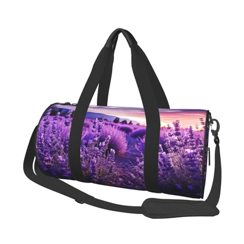 Reisetasche mit Tasche und verstellbarem Riemen, groß, mit Lavendelmuster, modische Yoga-Tasche für Damen und Herren, Schwarz, Einheitsgröße, modisch, Schwarz, Einheitsgröße, modisch, Schwarz , von Dwrepo