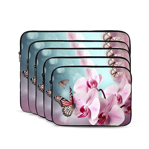 Spring Orchid Butterfly Laptophülle, 13 Zoll (33 cm), tragbare Laptophülle, stoßfest, modische Laptoptasche für Damen und Herren, Laptop-Aktentasche von Dwrepo