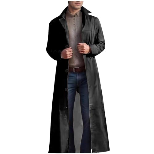 DxanDn Herren Wintermantel Clearance, Ledermantel Herren Lang Schwarz Trenchcoat Slim Kunstleder Leder Viktorianischen Cosplay KostüM Distressed Herrenmantel Windjacke Aus Kunstleder Winterjacke DxanDn Herren Wintermantel Clearance, Ledermantel Herren Lang Schwarz Trenchcoat Slim Kunstleder Leder Viktorianischen Cosplay KostüM Distressed Herrenmantel Windjacke Aus Kunstleder Winterjacke von DxanDn