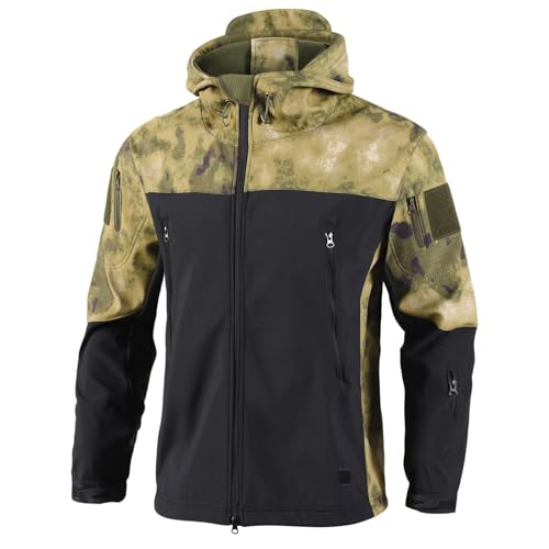 DxanDn Military Jacke Herren Clearance, Herren Taktisch Softshell Fleecejacke Camouflage MilitäR Hoodie Outdoor Warm Winddicht Wasserdicht Mantel Jacken Skijacke Regenjacke Herren Leicht Sweatjacke von DxanDn