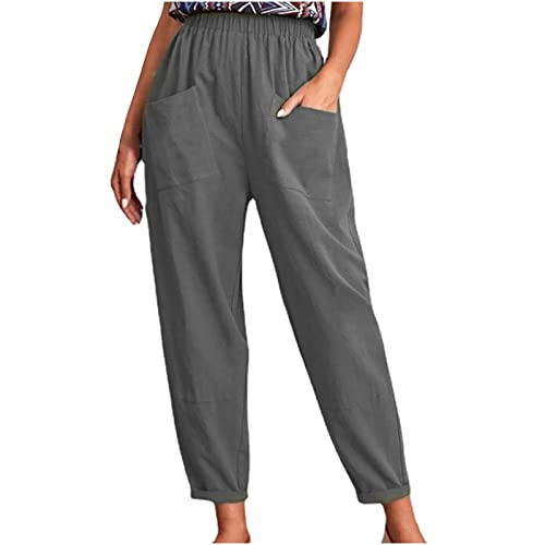 DxanDn Sommerhose Damen Leicht Leinenhose Sommer 7/8 Hose Elegant Bequeme Stoffhose Baumwolle Leinen Freizeithose Elastische Taille Lockere Haremshose mit Taschen Leicht und Luftig Sporthose DxanDn Sommerhose Damen Leicht Leinenhose Sommer 7/8 Hose Elegant Bequeme Stoffhose Baumwolle Leinen Freizeithose Elastische Taille Lockere Haremshose mit Taschen Leicht und Luftig Sporthose von DxanDn